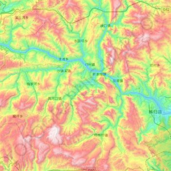 Mapa topográfico Zigui County, altitud, relieve