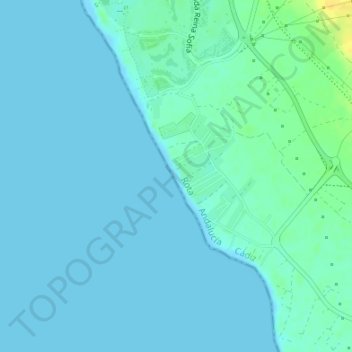 Mapa topográfico Playa Agua Dulce, altitud, relieve