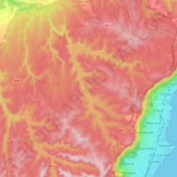 Mapa topográfico Cataract, altitud, relieve
