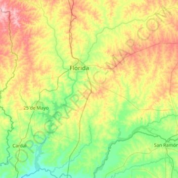 Mapa topográfico Rio Santa Lucia Chico, altitud, relieve