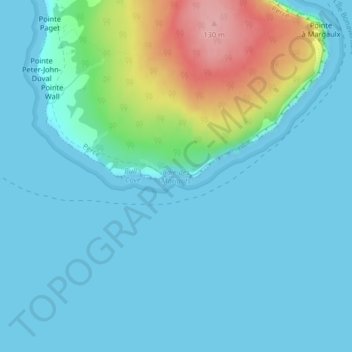 Mapa topográfico Baie des Marigots, altitud, relieve
