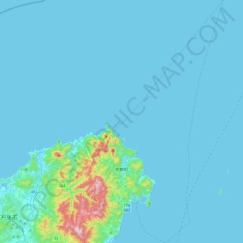 Mapa topográfico 伊根町, altitud, relieve