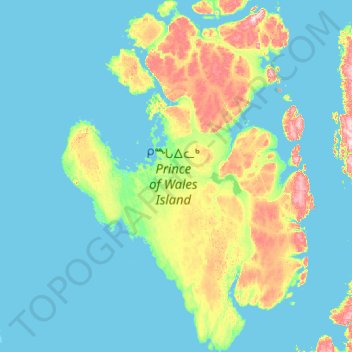 Mapa topográfico Prince of Wales Island, altitud, relieve