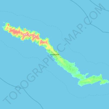 Mapa topográfico Amchitka Island, altitud, relieve
