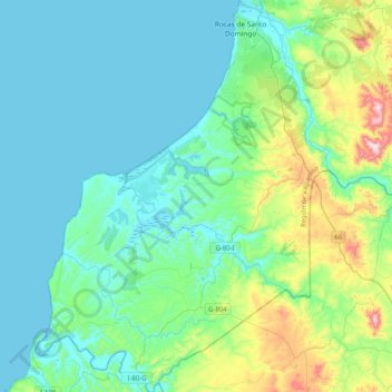 Mapa topográfico Santo Domingo, altitud, relieve