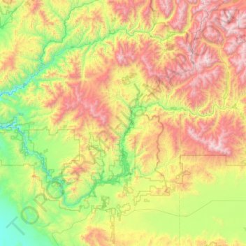 Mapa topográfico South Fork Boise River, altitud, relieve