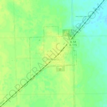 Mapa topográfico Roberts, altitud, relieve