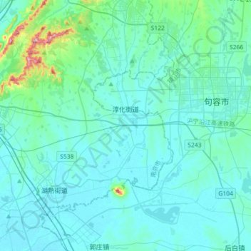 Mapa topográfico 淳化街道, altitud, relieve