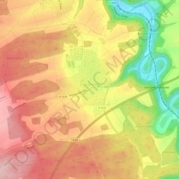 Mapa topográfico Villingendorf, altitud, relieve