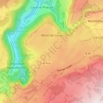 Mapa topográfico Mont-de-Laval, altitud, relieve