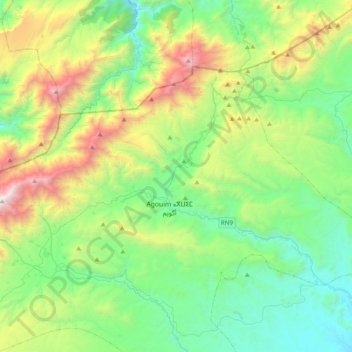 Mapa topográfico Ighrem N'Ougdal, altitud, relieve