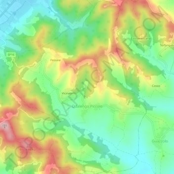 Mapa topográfico Odalengo Piccolo, altitud, relieve