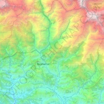 Mapa topográfico लमजुङ, altitud, relieve