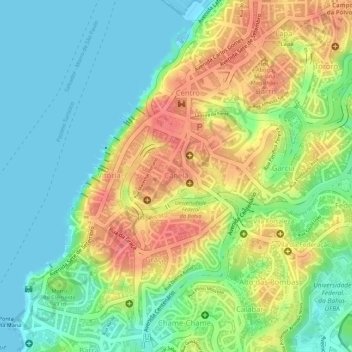 Mapa topográfico Canela, altitud, relieve