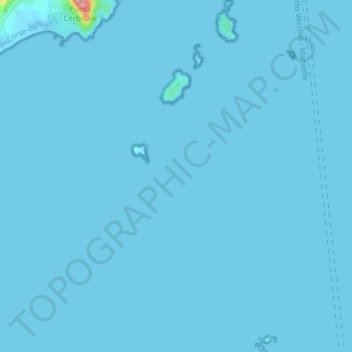 Mapa topográfico Îles Cerbicale, altitud, relieve
