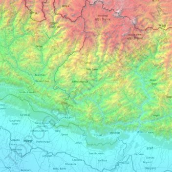 Mapa topográfico सगरमाथा अञ्चल, altitud, relieve