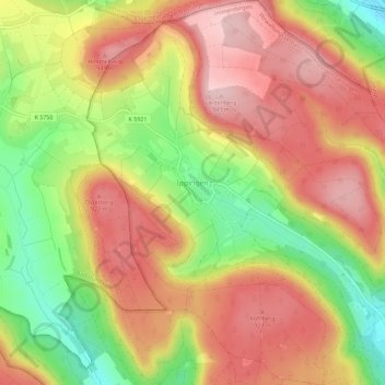 Mapa topográfico Ippingen, altitud, relieve