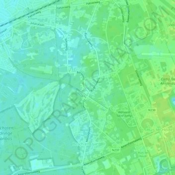Mapa topográfico Bosch en Duin, altitud, relieve