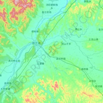Mapa topográfico Yilan County, altitud, relieve