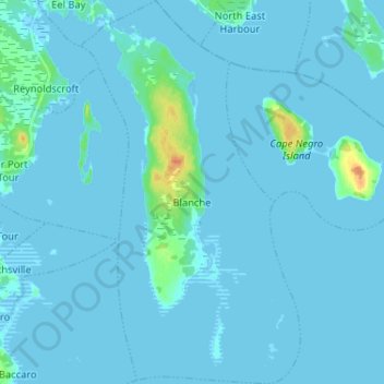 Mapa topográfico Blanche, altitud, relieve