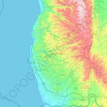 Mapa topográfico Gouvernorat de Tartous, altitud, relieve