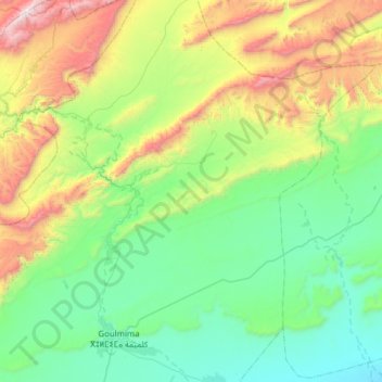 Mapa topográfico Tadighoust, altitud, relieve
