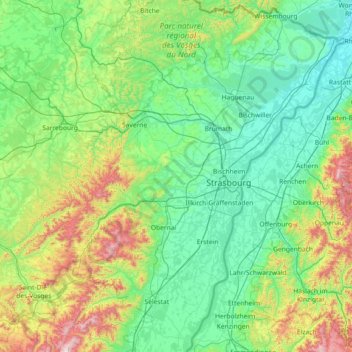 Mapa topográfico Bajo-Rin, altitud, relieve