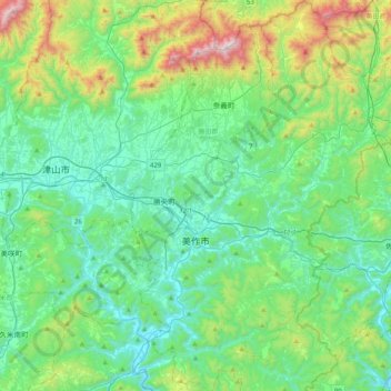 Mapa topográfico Maniwa County, altitud, relieve