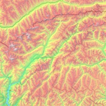 Mapa topográfico Mastuj Tehsil, altitud, relieve