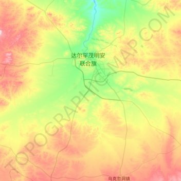 Mapa topográfico Bailingmiao, altitud, relieve