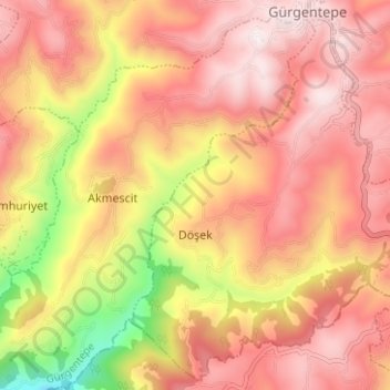 Mapa topográfico Döşek Mahallesi, altitud, relieve