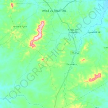 Mapa topográfico Axixá do Tocantins, altitud, relieve