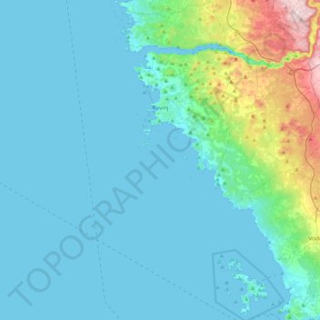 Mapa topográfico Grad Rovinj, altitud, relieve