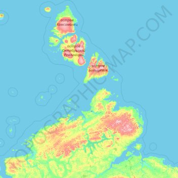 Mapa topográfico городское поселение Диксон, altitud, relieve