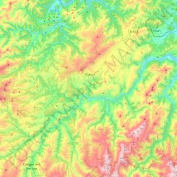 Mapa topográfico Tineo, altitud, relieve