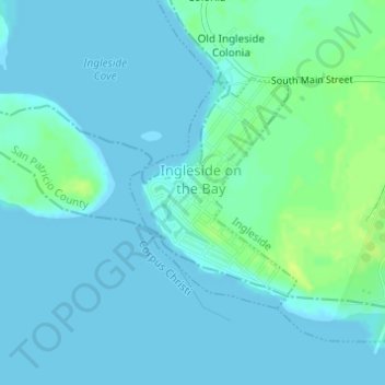 Mapa topográfico Ingleside on the Bay, altitud, relieve