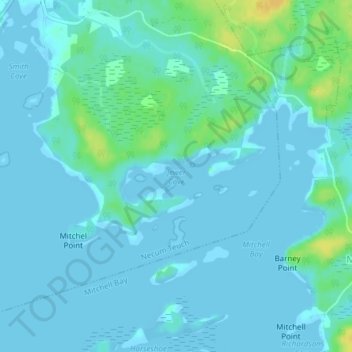 Mapa topográfico Jewer Cove, altitud, relieve