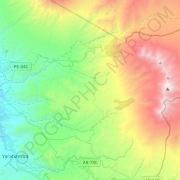 Mapa topográfico Characato, altitud, relieve