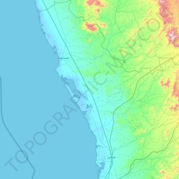 Mapa topográfico Rabigh, altitud, relieve