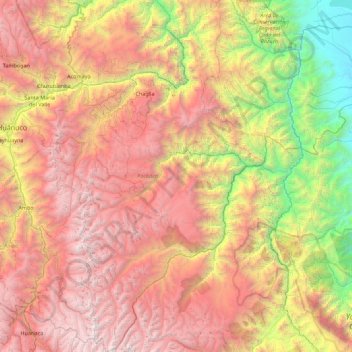 Mapa topográfico Pachitea, altitud, relieve