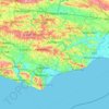 Mapa topográfico East Sussex, altitud, relieve