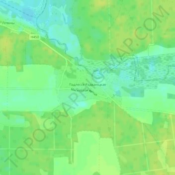 Mapa topográfico Подлесье Радваничское, altitud, relieve