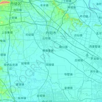Mapa topográfico Danyang, altitud, relieve