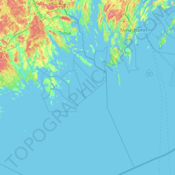 Mapa topográfico Trosa kommun, altitud, relieve