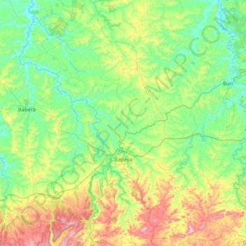 Mapa topográfico Itapeva, altitud, relieve