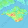 Mapa topográfico Île de Wight, altitud, relieve