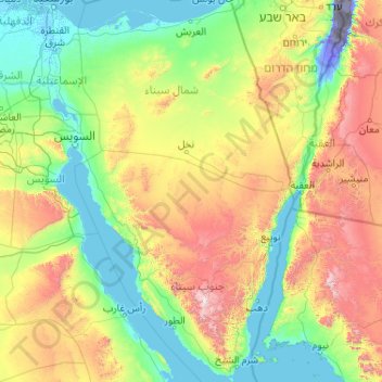 Mapa topográfico Egipto, altitud, relieve