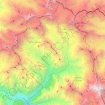 Mapa topográfico Thoche, altitud, relieve