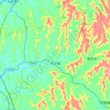 Mapa topográfico Hesha, altitud, relieve