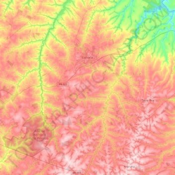Mapa topográfico Cianorte, altitud, relieve